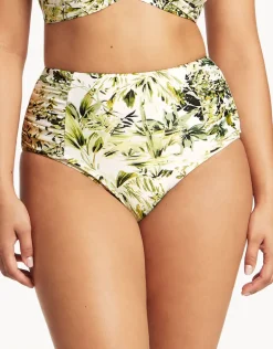 Troppica High Waist Gathered Side Bikini Pant - White