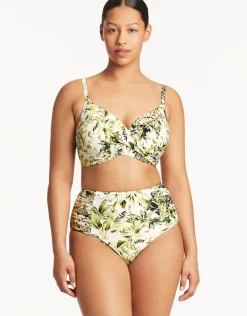 Troppica High Waist Gathered Side Bikini Pant - White