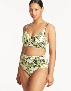 Troppica High Waist Gathered Side Bikini Pant - White