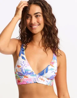 Under the Sea Longline Tri Bikini Top - White