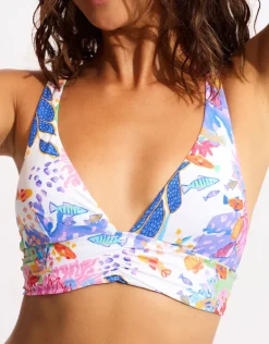 Under the Sea Longline Tri Bikini Top - White