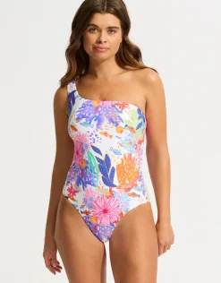 Under the Sea One Shoulder Swimsuit - White