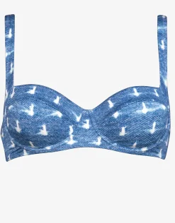 Urban Indigo Underwired Bikini Top - Denim White