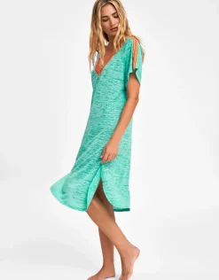 V Back Dress - Mint with Orange