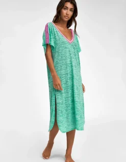 V Back Dress - Mint with Pink