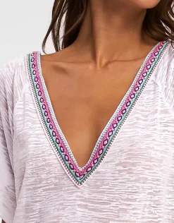 V Back Dress - White