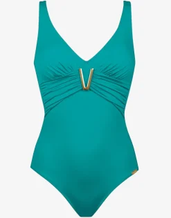 V Detail Uni Swimsuit - Pool