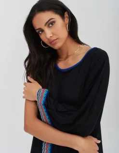 Waterfall Sleeve Dress - Black