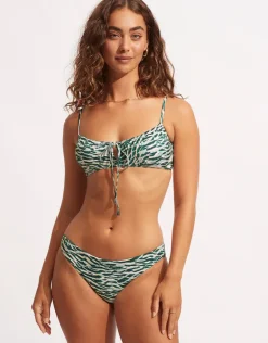 Wild at Heart Drawstring Bralette Bikini Top - Evergreen