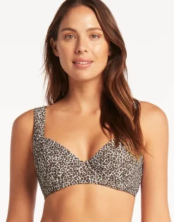 Wild Cat Underwired C/D Cup Bikini Top - Animal
