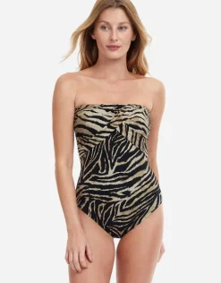 Wild Life Bandeau Swimsuit - Brown