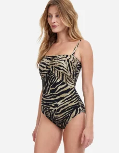 Wild Life Bandeau Swimsuit - Brown