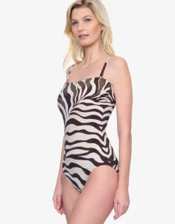Wildest Dream Bandeau Swimsuit - Multi Brown