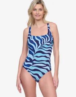 Wildest Dream Square Neck Swimsuit - Multi Blue