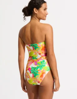 Wonderland DD Drawstring Bandeau Swimsuit - Fuchsia Rose