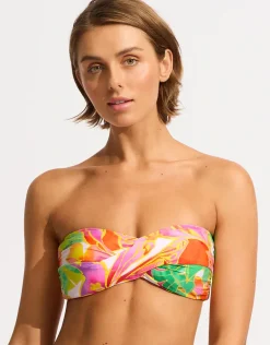 Wonderland Twist Bandeau Bikini Top - Fuchsia Rose