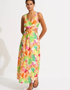 Wonderland Twist Front Maxi Dress - Fuchsia Rose