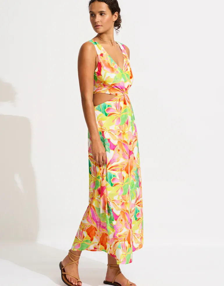 Wonderland Twist Front Maxi Dress - Fuchsia Rose
