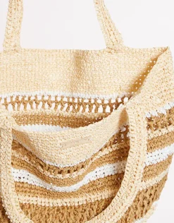 Woven Stripe Basket - Natural