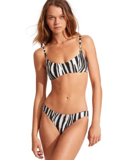 Zahara Bralette Bikini Top - Black and White