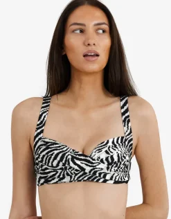 Zebra Medea Bikini Top - Brown and White