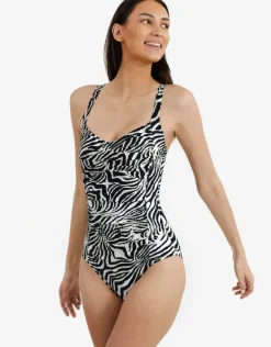 Zebra Potenza Swimsuit - Brown and White